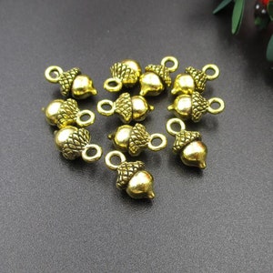 10Pcs 6x8x13mm 3D Acorn Charms, Antique Gold Tone-p1391-C