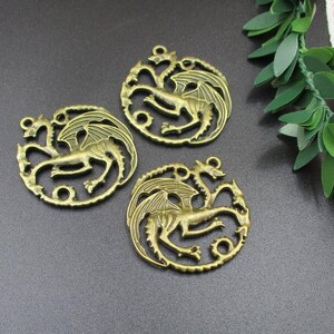 5PCS,33x36mm,Bronze Dragon Charms-p1013-A