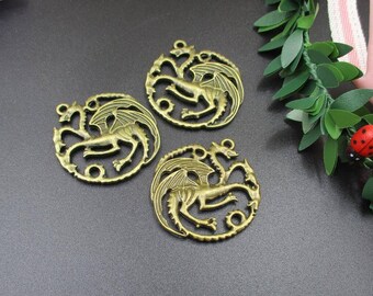 5PCS,33x36mm,Bronze Dragon Charms-p1013-A