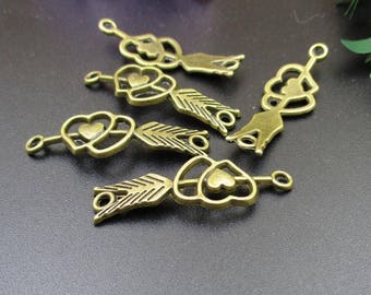10Pcs 12x38mm Bronze Cupid Arrow Charms-p1226-A