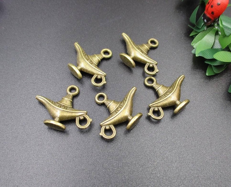 10PCS 22x17mm Genie Lamp Charms,Antique Bronze Tone 2 Sided-p1531-A