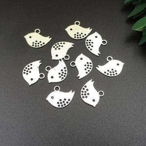 20PCS,16x13mm Silver Bird Charms 2 Sided-p1241-B