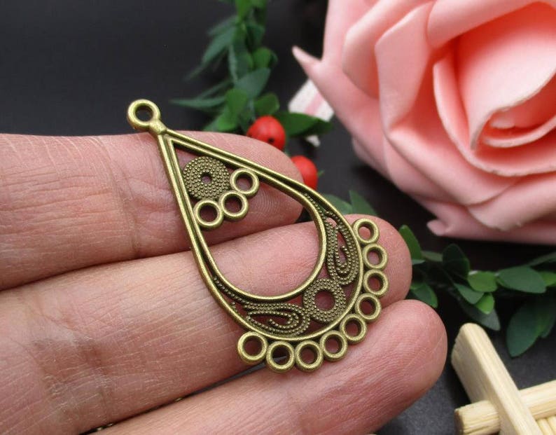 10Pcs 43x25mm Bronze Necklace Connecting Material,Vintage Style Connectors,Multiple Loops-p1953