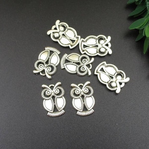 10PCS,21x15mm,Silver Owl Charms-p1287-B