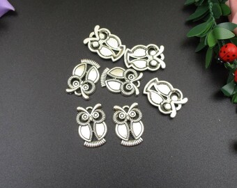 10PCS,21x15mm,Silver Owl Charms-p1287-B