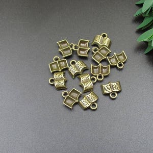 20Pcs 12x11mm Bronze Book Charms Cute Little Opened Books-p1158-A
