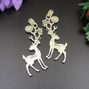 2Pcs 36x70mm Large Silver Deer Charms 2 Sided-p1232-B