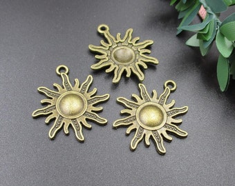 10PCS,25x28mm Bronze Sun Charms-p1063-A