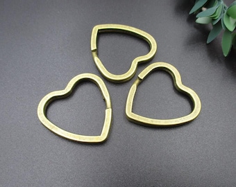 5Pcs Bronze Heart Key Ring,Split Ring for Keychains-p1275-2A