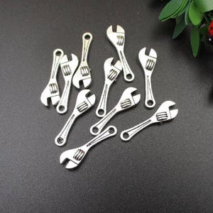 20Pcs 24x8mm Wrench Charms Antique Silver Tone  2 Sided-p1599