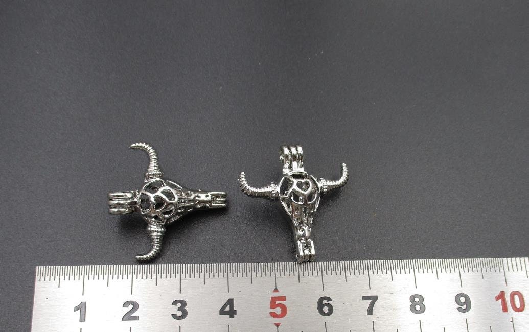 2pcs 2525mm Silver Bull Head Cage Pendantscage Charm Max for - Etsy