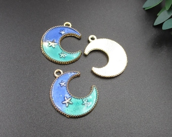 5Pcs 23×19mm Enamel Moon Charms-p2348