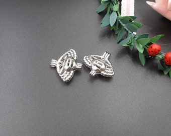 2個入り 25×21 mm シルバー カニケージペンダント、8 mm 真珠または宝石用 - p2337