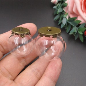A Set, Round Glass Bottle with Bronze Cover 2 Sizes-G1022