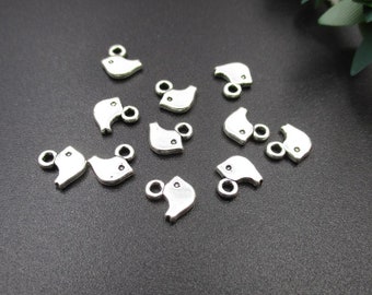 30PCS,8x7mm Silver Little Bird Charms 2 Sided-p2087