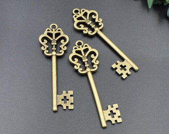 5PCS,57x19mm,Big Bronze Key Charms Fai da fare Forniture, Gioielleria, Fascino metallico-p1022