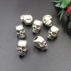 10Pcs 12x11mm Skull Head Charms,Silver Spacer Beads-4mm Hole Size-p1705