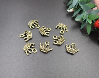 20Pcs 14 x 11mm Bronze couronne charmes 2 faces - p1683-A