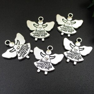 10PCS,20×20mm,Silver Angel Charm,2 Sided-p1470-B