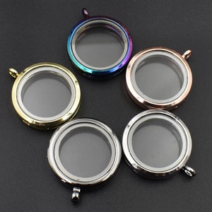 Rundes Floating Glas Medaillon,5 Farben verfügbar-p1434