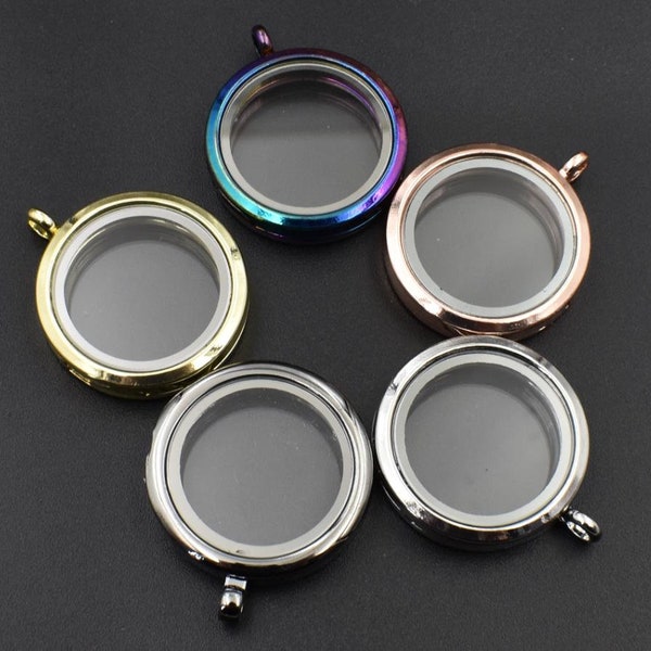 Round Floating Glass Locket,5 Colors Available-p1434