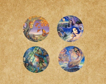Dream Scene Glass Cabochons: Fairy Tale Photo Pendants, 4pcs