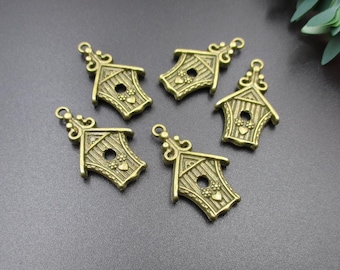 5Pcs 19×31mm Bronze House Charms 2 Sided- p1504-A
