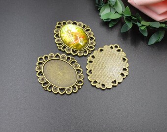 10Pcs 18x25mm Bronze Oval bezel Settings-b2239-A