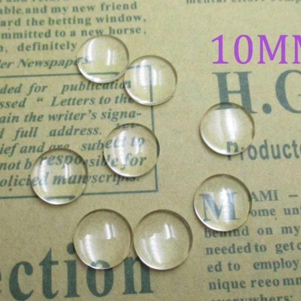 100pcs 10mm High-quality glass cabochon,transparent round domed glass,Clear Photo Glass,Wholesale glass -c10m