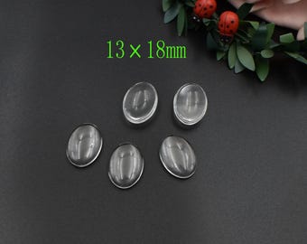 100 Clear Oval Glass Dome Cabochons: Jewelry Making (13x18mm)