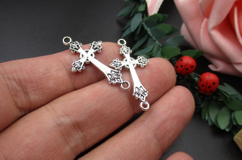 10PCS 30x16mm Silver Cross Connector Charms-p2153-B