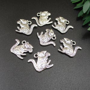 10Pcs 20x20mm Silver Squirrel Charms 2 Sided-p1842