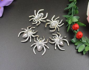 10Pcs 30x26mm Silver Spider Charms-p1428
