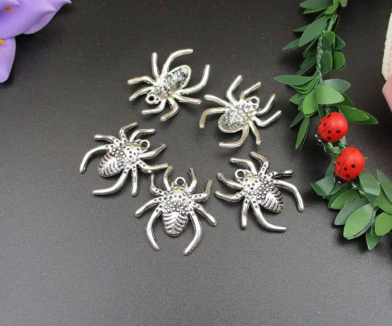 10Pcs 30x26mm Silver Spider Charms-p1428 image 1