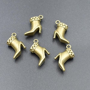 10Pcs 15x12x5mm Bronze Shoe Charms,High Heel Shoes 3D-p2524