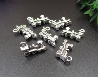 10Pcs 12x17mm Silver Train Head Charms-p1102-B