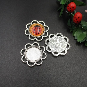 10 stücke 14mm Cabochon Basis Setting,14mm Schalen,Round Blank Zubehör Schalen,Silber Lünetten Stecker-b2165-B
