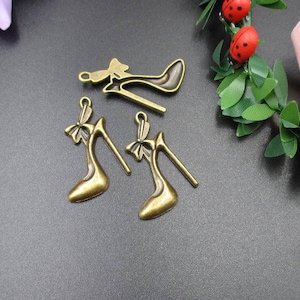 10Pcs 17x27mm Bronze Shoe Charms,High Heel Shoes-p1108-A