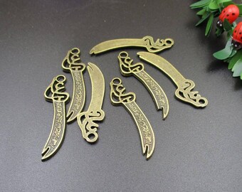 10Pcs 44x12mm Bronze Sword Charms-p1341