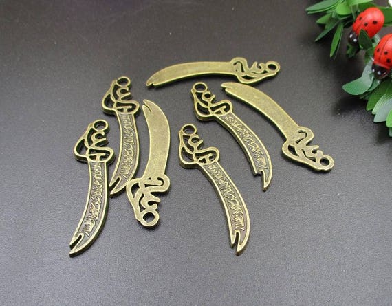 Vintage Style Bronze Tone Alloy Cool Sword Pendant Charm Weapons Decor 10pcs