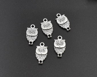20PCS 20x11mm Silver Little Owl Charms 2 Sided-p1612-B