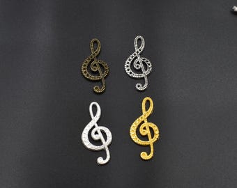 10Pcs 32×15mm Treble Clef Charms, Music Note Charms 4 Colors Available- p1730