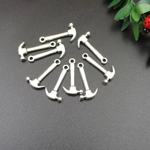 20Pcs 25x13mm Hammer Charms Antique Silver Tone-p1653-B