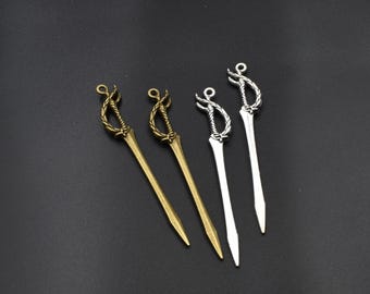 10PCS 70x12mm Sword Charms,2 Sided 2 Colors Available-p2736