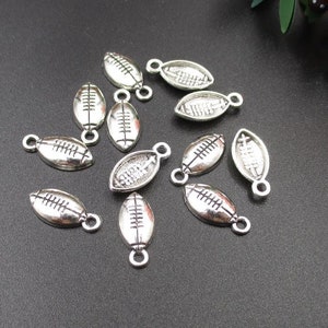 20Pcs 7 x 14mm Football Charms,Antique Silver Tone-p1598-B