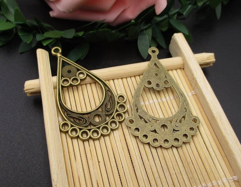10Pcs 43x25mm Bronze Necklace Connecting Material,Vintage Style Connectors,Multiple Loops-p1953