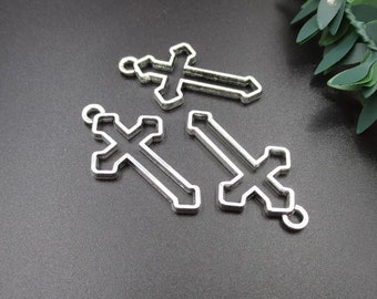 10PCS,20x38mm Silver Cross Charms-p1193