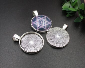 10pcs 20mm Pendant Tray Blanks-Cabochon Settings Antique Silver Tone-b2233