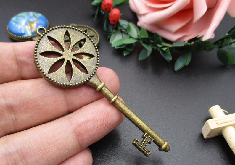 5pcs 25mm Key Charm Base Setting,1inch Bronze Round Blank Findings Trays-b2045