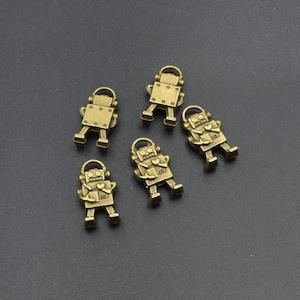 10Pcs 17x10mm Bronze Robot Charms-p2542